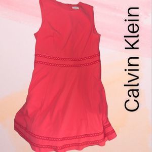 Calvin Klein full skirt sleeveless dress with back zip